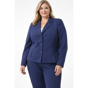 Pendleton Womens Navy Wool Blend Blazer Jacket Petite Size 14 Career